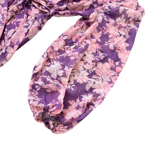 Hutch Floral Wrap Midi Dress XS Purple High Low Sadey Wedding Guest NWT - Picture 6 of 16